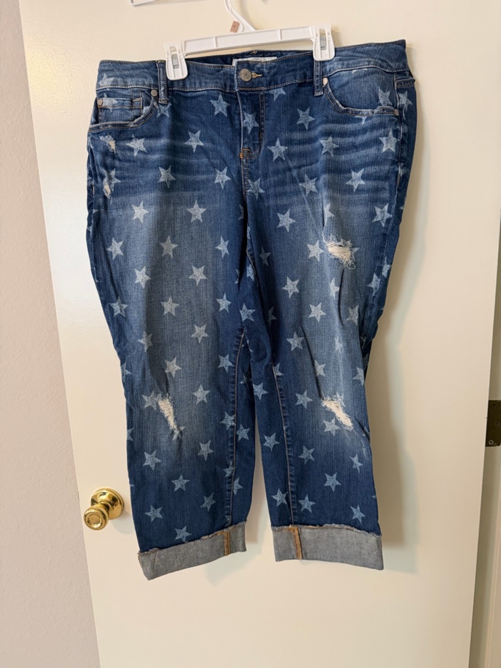 Torrid Women's Star-Print Distressed Denim Jeans - Blue